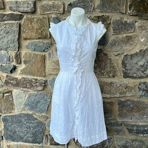 Kate Spade New York Sleeveless Ruffle Accent Swiss Dot Dress in White Size 4